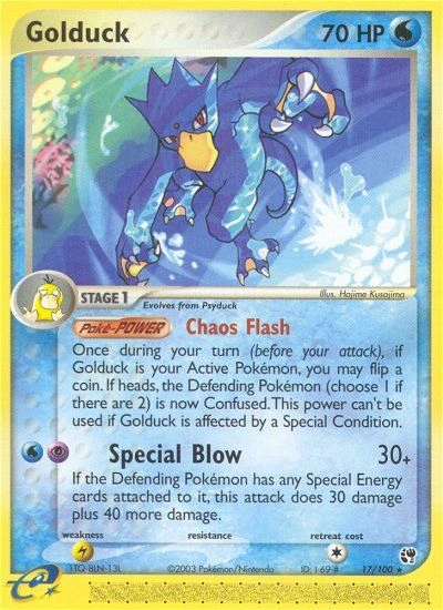 Golduck Pokémon card from Sandstorm, number 17 (Standard print)