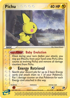 Pichu Pokémon card, number 20