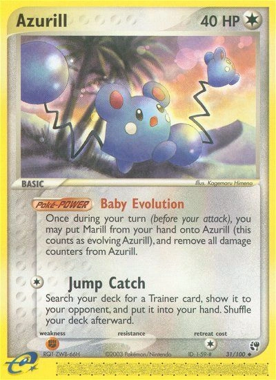 Azurill Pokémon card from Sandstorm, number 31 (Standard print)
