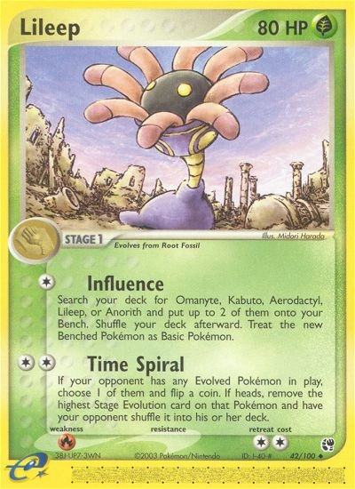 Lileep Pokémon card from Sandstorm, number 42 (Standard print)