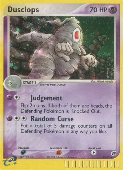 Dusclops Pokémon card from Sandstorm, number 4 (Holo print)