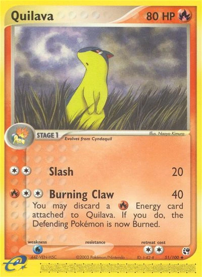 Quilava Pokémon card from Sandstorm, number 51 (Standard print)