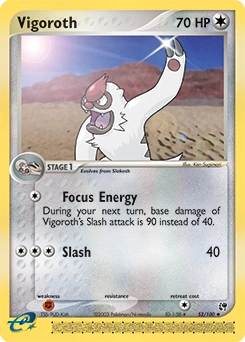 Vigoroth Pokémon card, number 52