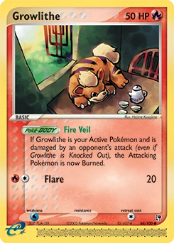 Growlithe Pokémon card, number 65