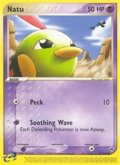 Natu Pokémon card from Sandstorm, number 69 (Standard print)
