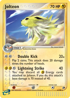 Jolteon Pokémon card, number 6