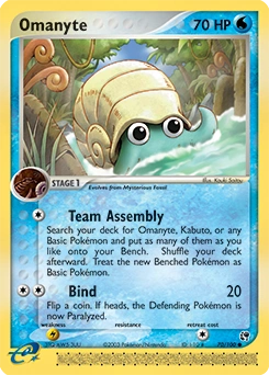 Omanyte Pokémon card, number 70