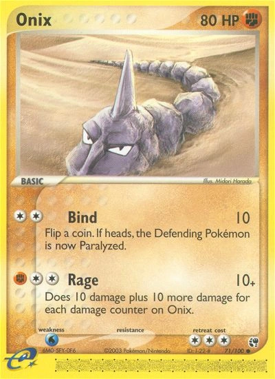 Onix Pokémon card from Sandstorm, number 71 (Standard print)