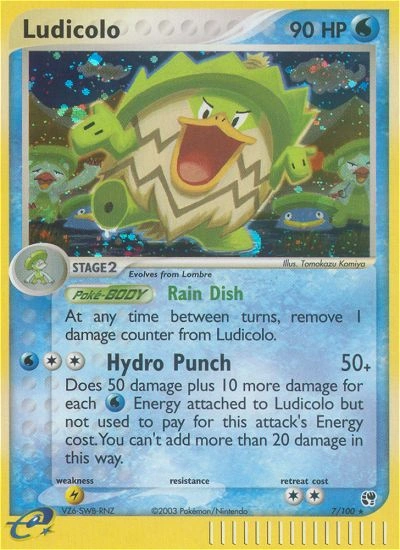 Ludicolo Pokémon card from Sandstorm, number 7 (Holo print)