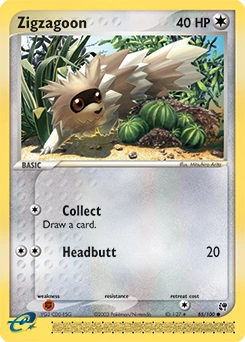 Zigzagoon Pokémon card, number 85