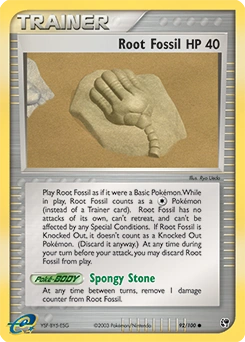Root Fossil Pokémon card, number 92