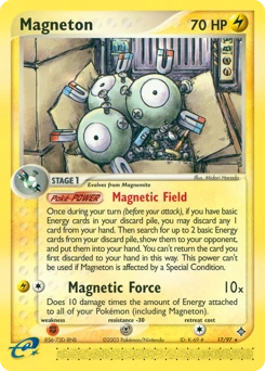 Magneton Pokémon card, number 17