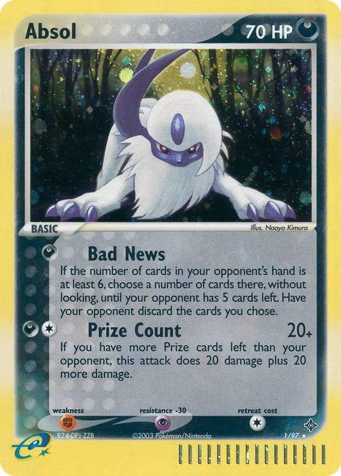 Absol Pokémon card from Dragon, number 1 (Holo print)