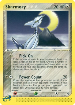 Skarmory Pokémon card, number 21