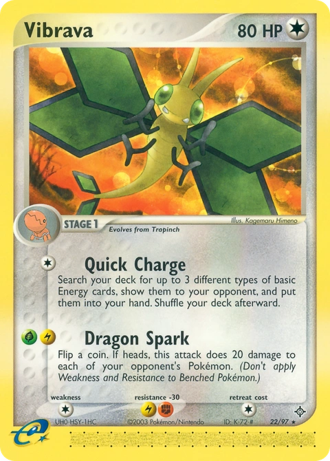 Vibrava Pokémon card from Dragon, number 22 (Standard print)