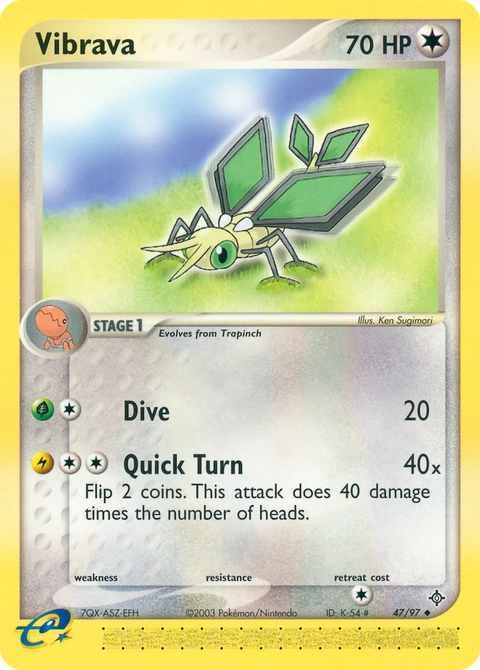 Vibrava Pokémon card from Dragon, number 47 (Standard print)
