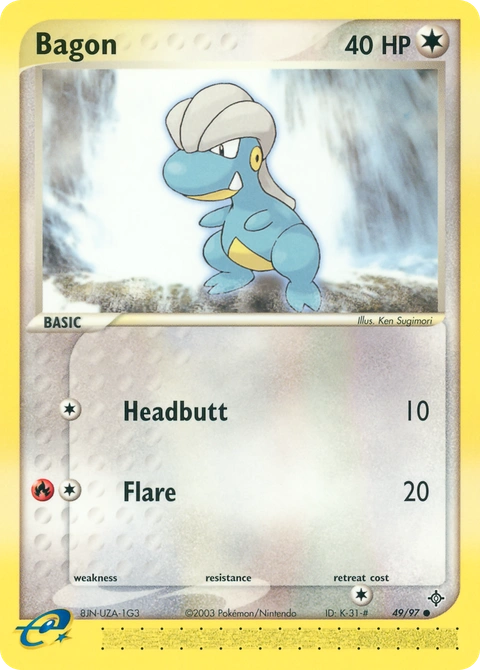 Bagon Pokémon card from Dragon, number 49 (Standard print)