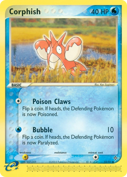 Corphish Pokémon card from Dragon, number 52 (Standard print)