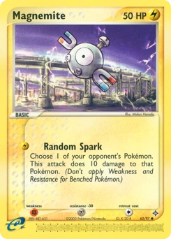 Magnemite Pokémon card, number 62
