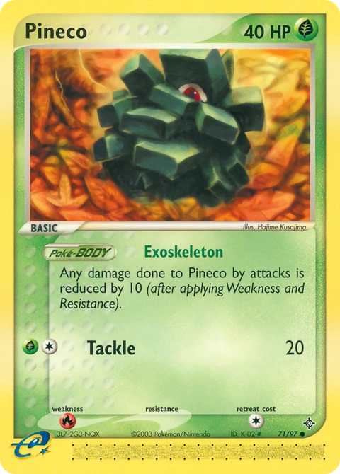 Pineco Pokémon card from Dragon, number 71 (Standard print)