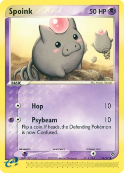 Spoink Pokémon card, number 74