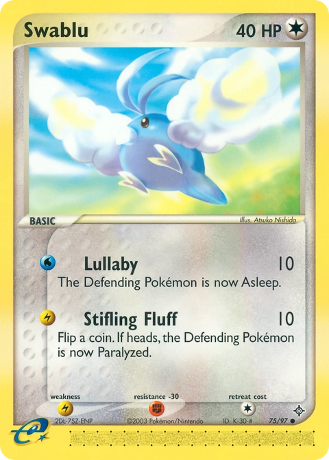 Swablu Pokémon card from Dragon, number 75 (Standard print)