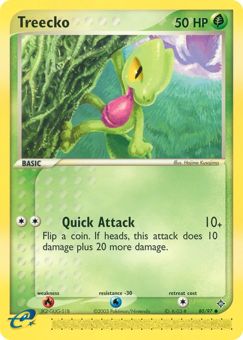 Treecko Pokémon card from Dragon, number 80 (Standard print)