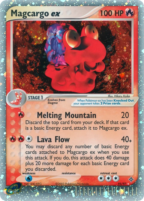Magcargo ex Pokémon card from Dragon, number 95 (Holo print)