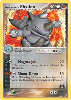 Team Magma's Rhydon Pokémon card, number 11