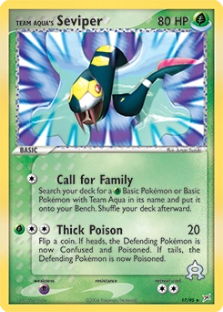 Team Aqua's Seviper Pokémon card, number 17