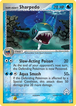 Team Aqua's Sharpedo Pokémon card, number 18
