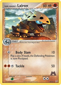 Team Magma's Lairon Pokémon card, number 20