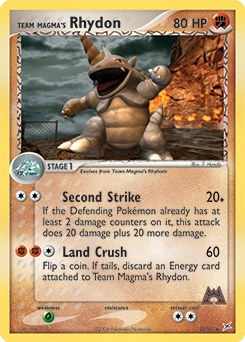 Team Magma's Rhydon Pokémon card, number 22