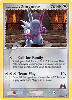 Team Magma's Zangoose Pokémon card, number 23