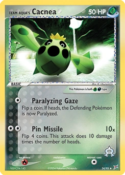 Team Aqua's Cacnea Pokémon card, number 24