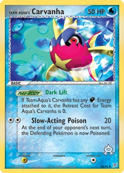 Team Aqua's Carvanha Pokémon card, number 25