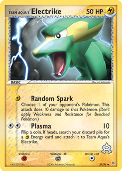 Team Aqua's Electrike Pokémon card, number 27