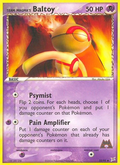 Team Magma's Baltoy Pokémon card from Team Magma vs Team Aqua, number 32 (Standard print)