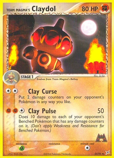 Team Magma's Claydol Pokémon card from Team Magma vs Team Aqua, number 33 (Standard print)