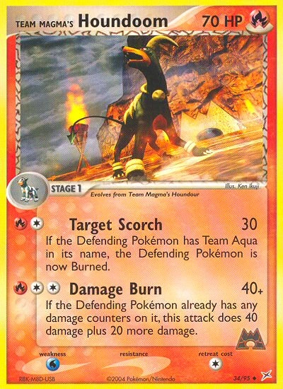 Team Magma's Houndoom Pokémon card from Team Magma vs Team Aqua, number 34 (Standard print)