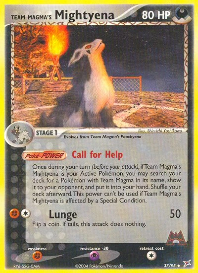 Team Magma's Mightyena Pokémon card from Team Magma vs Team Aqua, number 37 (Standard print)