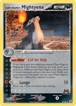 Team Magma's Mightyena Pokémon card, number 37