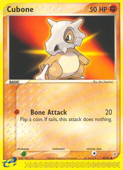 Cubone Pokémon card from Team Magma vs Team Aqua, number 40 (Standard print)