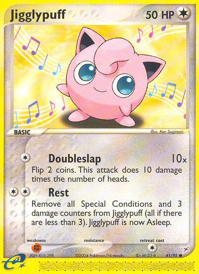 Jigglypuff Pokémon card from Team Magma vs Team Aqua, number 41 (Standard print)