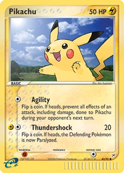 Pikachu Pokémon card, number 43