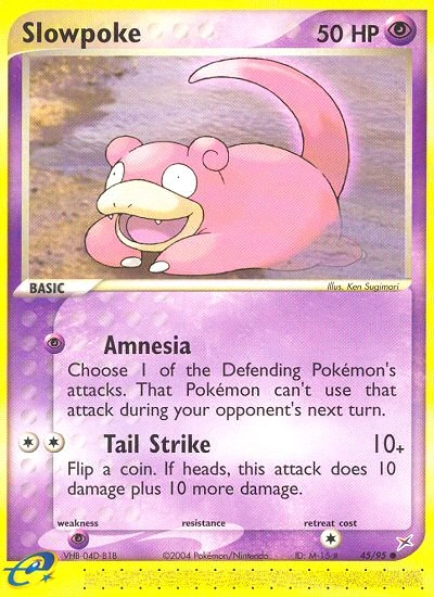 Slowpoke Pokémon card from Team Magma vs Team Aqua, number 45 (Standard print)