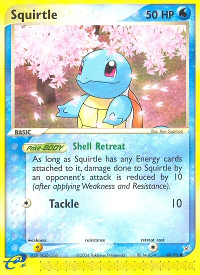Squirtle Pokémon card from Team Magma vs Team Aqua, number 46 (Standard print)