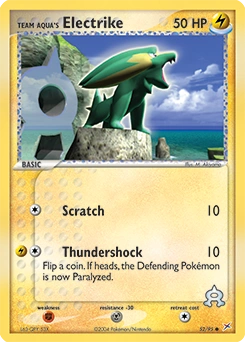Team Aqua's Electrike Pokémon card, number 52