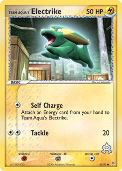 Team Aqua's Electrike Pokémon card, number 53