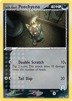 Team Aqua's Poochyena Pokémon card, number 54
